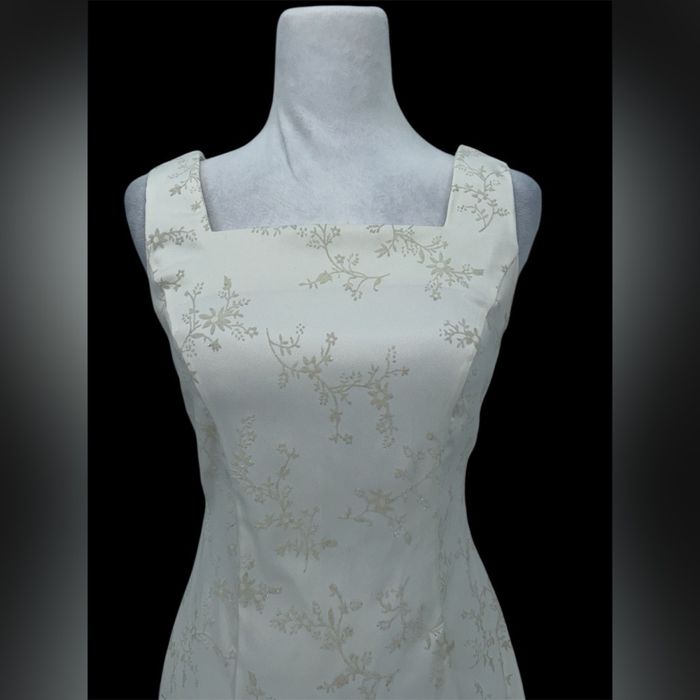 Jodi Kristopher Vintage Ivory Floral Cocktail Mini Dress Size 3/4 XS - Picture 8 of 12